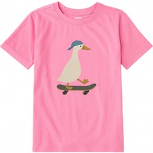 Colermi Pamuk Kumaş Çocuk Tişörtü – Kaykaycı Ördek Baskılı