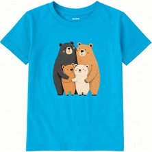 Colermi Pamuk Kumaş Çocuk Tişörtü – Bear Family Ayıcık Aile Baskılı Çocuk T-Shirt