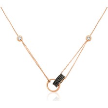 Aya Diamond Gümüş Rose Iç Içe Geçmiş Halka Kolye