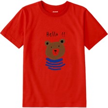 Colermi Pamuk Kumaş Çocuk Tişörtü – Hello Bear Ayıcık Baskılı Çocuk T-Shirt