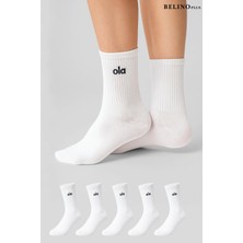 Belinoplus Pamuklu Spor ve Günlük Kullanım İçin Beyaz Renkli 5'li Paket Çorap