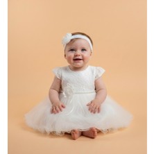 Minimony 0-24 Yaş Kız Bebek Çocuk Dantelli Aykollu Abiye Elbise