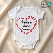 Babasının Biricik Prensesi Baskılı %100 Organik Pamuk Bebek Body - Oeko-Tex Sertifikalı