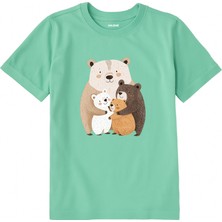 Colermi Pamuk Kumaş Çocuk Tişörtü – Sarılmayı Seven Ayı Ailesi Baskılı