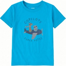 Colermi Çocuk Tişörtü – Uçak Yolculuğu Zürafa ve Su Aygırı Baskılı