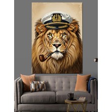 Tablomega Pipo Içen Aslan Kral Dekoratif Kanvas - Mdf Ahşap Tablo
