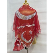 Gürlek Tekstil Pleksi Harflerle Asker Yareni Yazılı Yeşil Ayyildizli Kına Örtüsü Tirşe Şal ( Eldivenli)