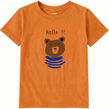 Colermi Pamuk Kumaş Çocuk Tişörtü – Hello Bear Ayıcık Baskılı Çocuk T-Shirt
