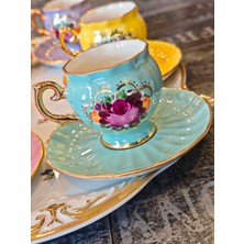 Manushum El Boyama Porselen Beyzade Kahve Fincanı-Mint 1 Adet