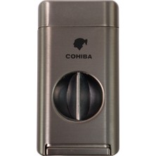 Cohiba Makaslı ve Delicili Metalik Gri Puro Çakmak CCM760