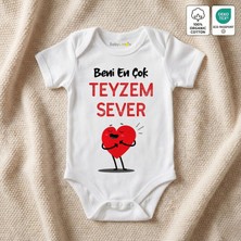 Beni En Çok Teyzem Sever Baskılı %100 Organik Pamuk Bebek Body - Oeko-Tex Sertifikalı