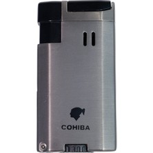 Cohiba Delicilli Üç Torch Jet Alev Metalik Gri Puro Çakmağı CCM0703