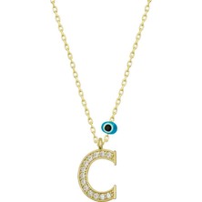 Aya Diamond Gümüş Nazar Gold C Harfi Kadın Kolye