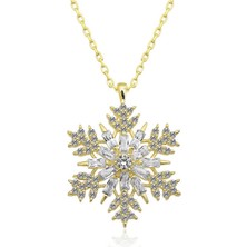 Aya Diamond Gümüş Gold Kar Tanesi Kolye