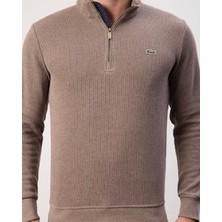Lacoste Fermuar Yaka  Kahverengi Dar  Kesim Erkek  Triko