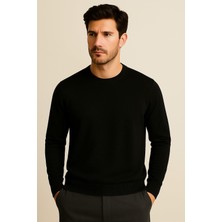 Katia & Bony Erkek Premium Bisiklet Yaka Yumuşak Dokulu Triko Kazak Siyah