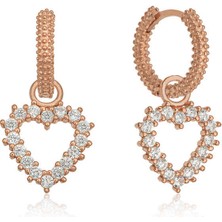 Aya Diamond Gümüş Halka Kalp Bayan Küpe