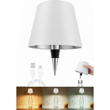 Şarjlı Kablosuz LED Şişebaşlıklı Lamba - 3 Renk Modlu Dokunmatik Dekoratif Masa ve Gece Lambası