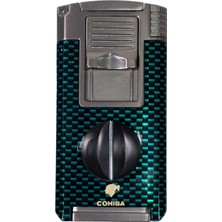 Cohiba Makaslı Delicili Çift Torch Jet Alevli Puro Çakmağı Desenli Yeşil CCM0762