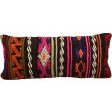 Kilim Antik El Dokuma Dekoratif Lumbar Kilim Kırlent Yastık Kılıfı 1092 - Yeni - Çok Renkli