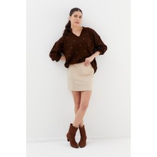 Shopping Shop Süet Mini Etek BEJ