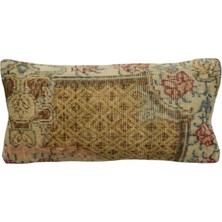 Kilim Antik El Dokuma Dekoratif Lumbar Halı Kırlent Yastık Kılıfı 1059 - Vintage - Çok Renkli