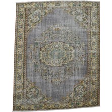 Kilim Antik El Dokuma 5m2 Göbekli Eskitme Yün Salon Halısı 0601 - Vintage - Çok Renkli