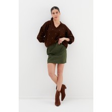 Shopping Shop Süet Mini Etek HAKI