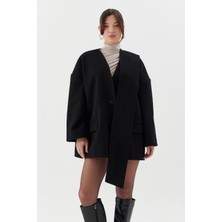 Shopping Shop Atkılı Kaşe Kaban Sıyah