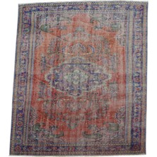 Kilim Antik El Dokuma Eskitme Yün Salon Halısı 0590 - Vintage - Turuncu