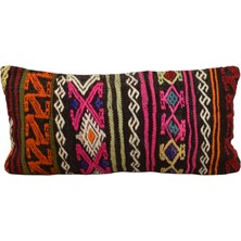 Kilim Antik El Dokuma Dekoratif Lumbar Kilim Kırlent Yastık Kılıfı 1077 - Yeni - Çok Renkli