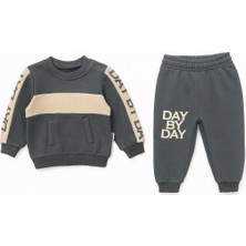 Joy Kids Erkek Bebek Parçalı Basic Baskılı Takım (Gri)