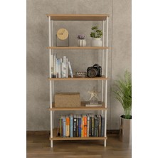 Barin Design 5 Raflı Modern Metal Gövdeli Kitaplık Çevir-Tak Kolay Kurulum Çalışma Odası, Salon, Ofis Kullanımı