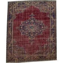 Kilim Antik 6.5m2 El Dokuma Eskitme Göbekli Yün Salon Halısı 0600 - Antika - Çok Renkli