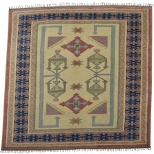 Kilim Antik El Dokuma Oygulu Izmir Antik Yörük Yün Salon Halısı 0612 - Yeni - Çok Renkli