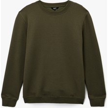 Koton Regular Fit Uzun Kollu Dokulu Bisiklet Yaka Sweatshirt