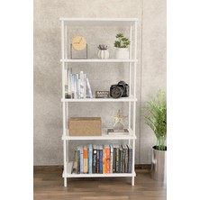 Barin Design 5 Raflı Modern Metal Gövdeli Kitaplık Çevir-Tak Kolay Kurulum Çalışma Odası, Salon, Ofis Kullanımı