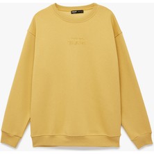 Koton Uzun Kollu Bisiklet Yaka Oversize Baskılı Sweatshirt