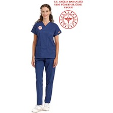 BRL Üniforma Lacivert Hemşire Forması Likralı Scrubs  Takım - Yeni Yönetmeliğe Uygun Patriot Blue