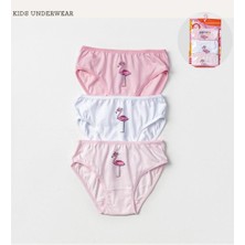 Defne Flamingo Desenli Likralı Penye 3'lü Kız Çocuk Slip Set