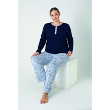 Confeo Kadın Battal Penye Süprem Patlı Uzunkol Pijama Takım C840-937