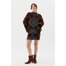 Shopping Shop Triko Baklava Desenli Etekli Takım Antrasıt