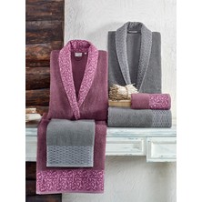 Bella Home Kristal Dream Jakarlı Aile Bornoz Seti - 6 Parça - %100 Pamuk - Orijinal Kutulu