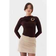 Shopping Shop Göğsü Tokalı Bluz Kahve