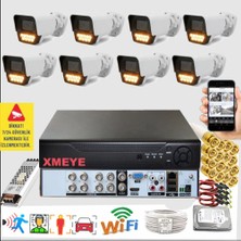 Bises 8 Li Araç Insan Yüz Tanımalı Hareket Algılayan 5 Mp Lens 9 Warm LED Gece Renkli Kamera Seti 5909W