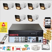 Bises 6 Lı Araç Insan Yüz Tanımalı Hareket Algılayan 5 Mp Lens 9 Warm LED Gece Renkli Kamera Seti 5909W