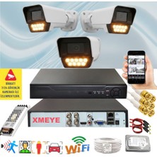 Bises 3 Lü Hareket Algılayan 5 Mp Lens 9 Warm LED Gece Renkli Gösteren Güvenlik Kamerası Seti Bs 5909W