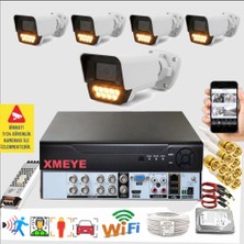 Bises 5 Li Araç Insan Yüz Tanımalı Hareket Algılayan 5 Mp Lens 9 Warm LED Gece Renkli Kamera Seti 5909W