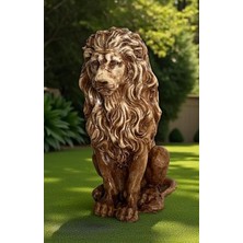 Libre Design Dekoratif 53 cm Kahverengi Aslan Heykeli Ev Balkon Bahçe Dekorasyon Bohem Biblo Heykel