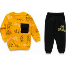 Joy Kids Erkek Bebek Baskılı Cepli Şardonlu Takım (Hardal)